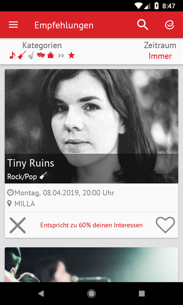 Screenshot Empfehlungen