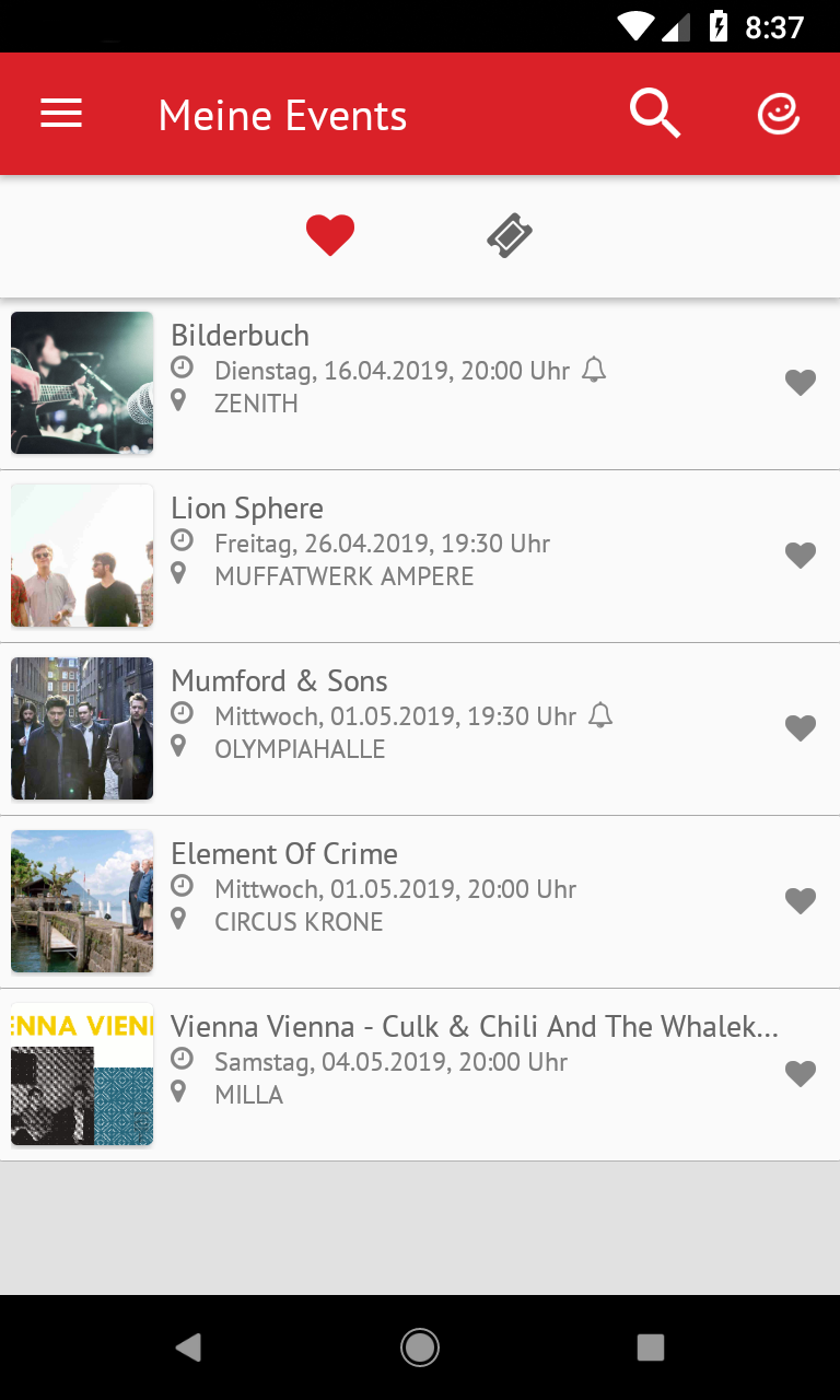 Screenshot Merkliste